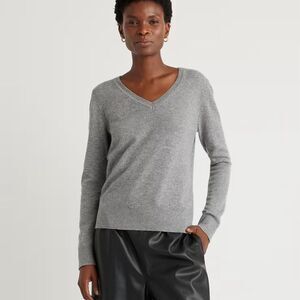 Quince Mongolian Grey Cashmere V Neck Sweater Womens S